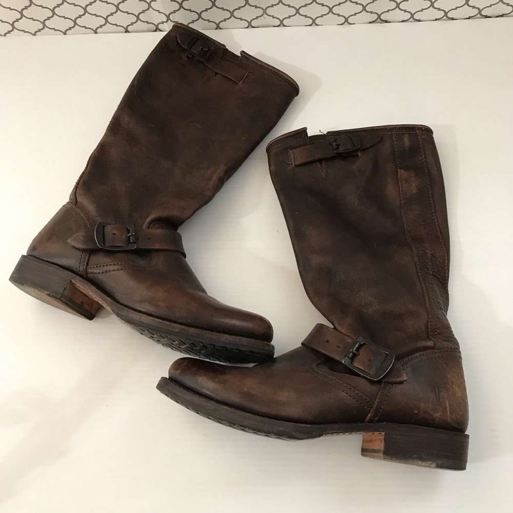 Frye Veronica Classic Women's Brown Leather Riding Boots Size 9B - Picture 3 of 9